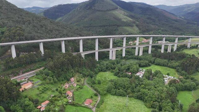 Ascending drone,aerial  A8 highway northern Spain drone,aerial