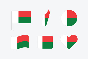 Vector Madagascar flag. Set of Madagascar Flags Collection. 
