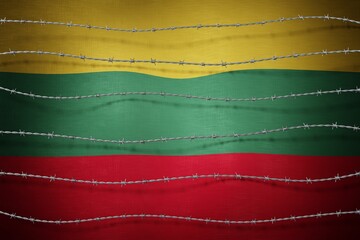Lithuania flag and barbed wire - 3d illustration