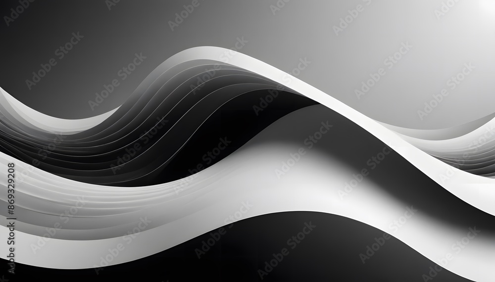 Poster a seamless abstract white and black texture background featuring elegant swirling curves in a wave p