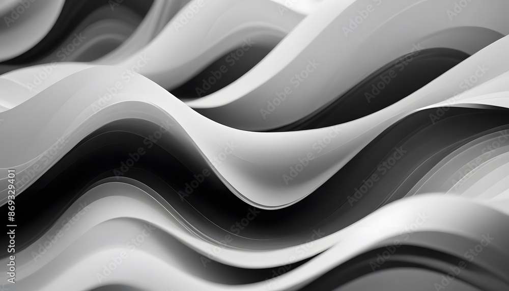 Poster a seamless abstract white and black texture background featuring elegant swirling curves in a wave p
