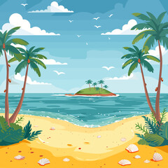 Beach cartoon illustration