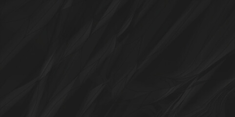 black wrinkly backdrop paper background. panorama black grunge wrinkly paper texture. black crumpled and top view textures can be used for background of text or any contents.	