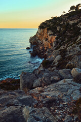 seascape coastal cliffs and blue sea