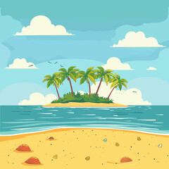 Beach cartoon illustration