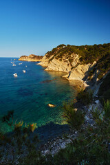 seascape coastal cliffs and blue sea