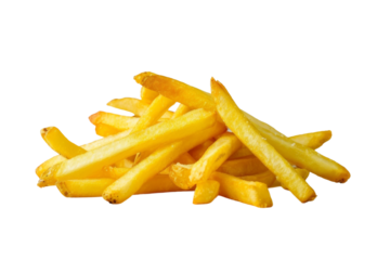 French Fries in Paper Cone Isolated on Transparent Background