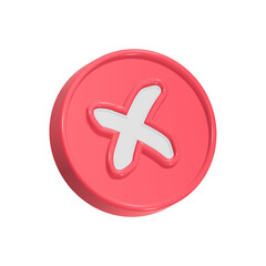 Deleted icon, cancel symbol 3d red color