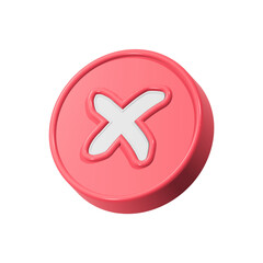 Obraz premium Deleted icon, cancel symbol 3d red color