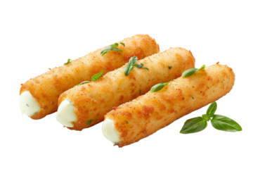 Crispy Mozzarella Stick Isolated on Transparent Background