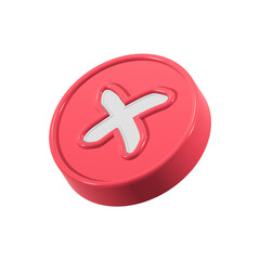 Deleted icon, cancel symbol 3d red color