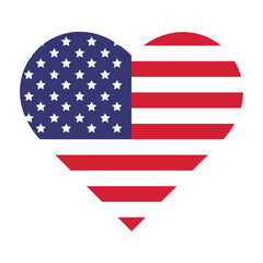 Fototapeta premium Flag USA heart flat icon. America holidays 4 july. Vector