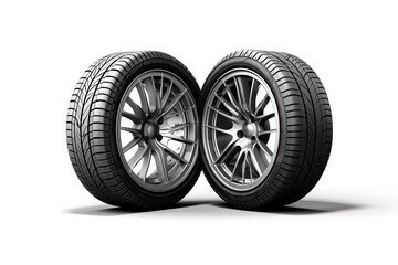Obraz premium Set of Car wheels isolated on a white background - 3d rendering