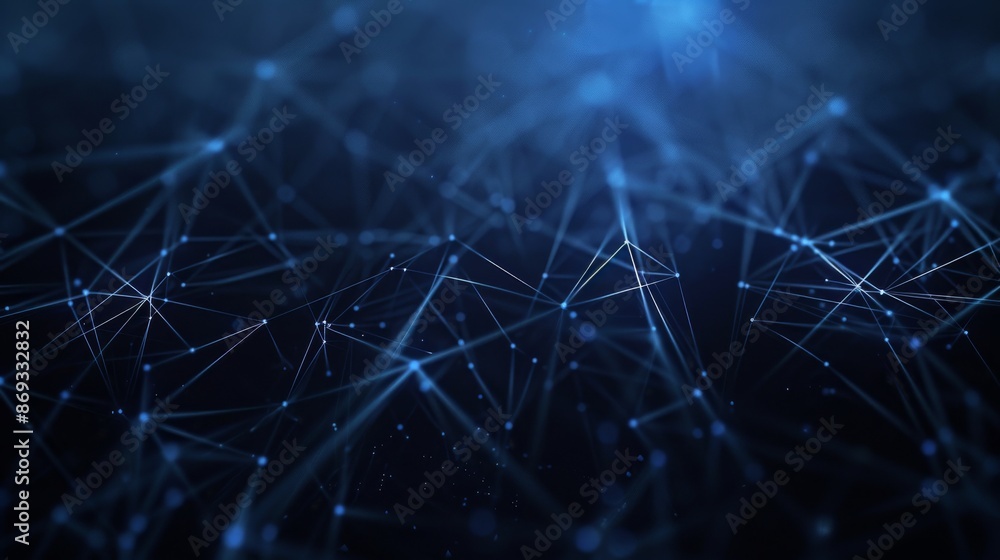 Poster digital network connections - abstract minimalist technology background on dark blue space for prese