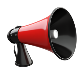 Black and Red Megaphone Depicting Black Friday Sale Isolated on Transparent Background
