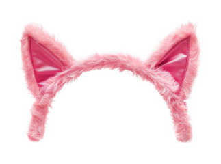 Pink Cat Ears Headband Isolated on Transparent Background
