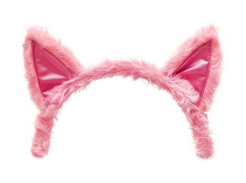 Pink Cat Ears Headband Isolated on Transparent Background
