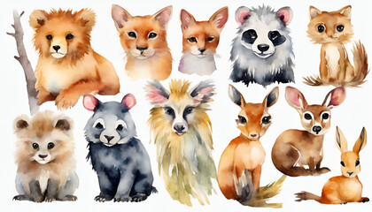 Obraz premium Colorful Animal Heads in Grid Arrangement