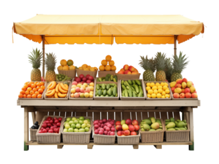 Fruit Shop Stall Isolated on Transparent Background
