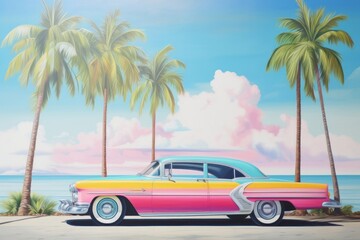 Tree car painting outdoors.