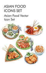 Asian food logo vector Icon set 