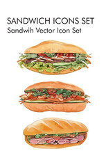 Sandwich logo vector Icon set 