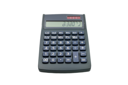 Calculator with Solar Panel Isolated on Transparent Background