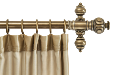 Metal Curtain Rod with Finials Isolated on Transparent Background