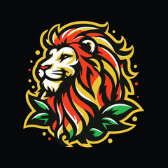 King mascot Hand drawn lion logo illustration