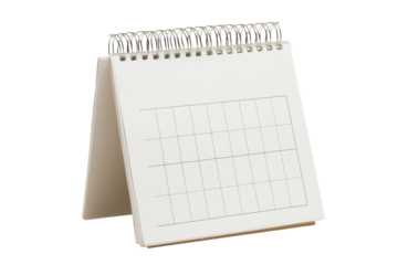 Simple Desk Calendar with Spiral Binding Isolated on Transparent Background