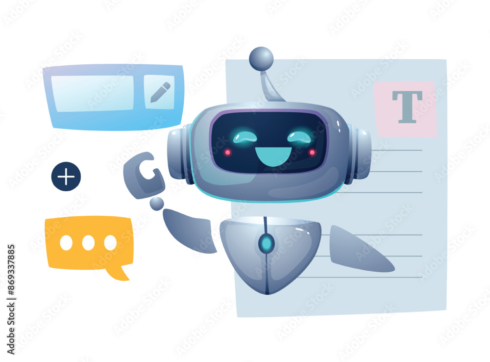 Poster virtual assistant. creative neural network or artificial intelligence generates content based on use
