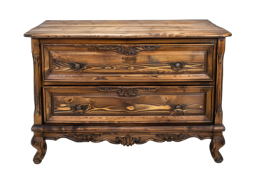 Wooden Dresser with Drawers Isolated on Transparent Background