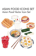 Asian food logo vector Icon set 