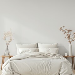 room with bed in front of empty wall