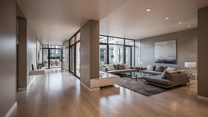 Modern living room in townhouse. 3d rendering