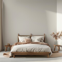 room with bed in front of empty wall