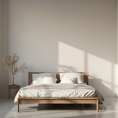 interior of a bedroom in front of empty wall