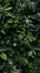 wall of plants, lush greenery, nature-inspired patterns