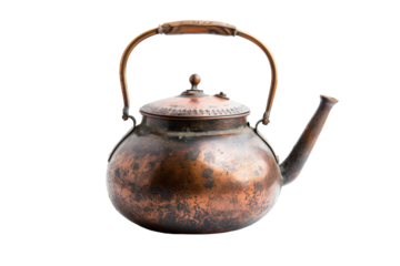 Ceramic Kettle with Floral Design Isolated on Transparent Background