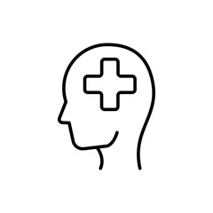 Healthy mind outline icons, minimalist vector illustration ,simple transparent graphic element .Isolated on white background