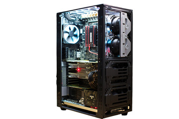 Obraz premium Desktop computer water cooling system - isolated on transparent background