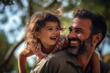 Fototapeta premium Brazilian father and daugther photography laughing portrait.