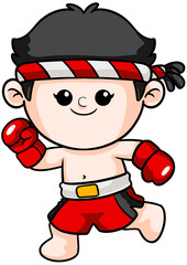 cute cartoon boxer sport character illustration