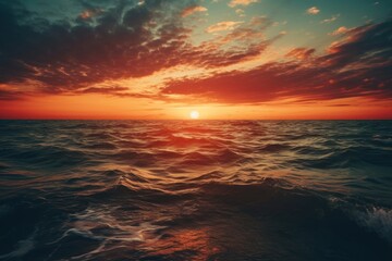 Obraz premium Beautiful sunset over sea outdoors horizon nature.