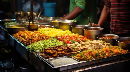Obraz premium a pan of food with rice and vegetables on it.