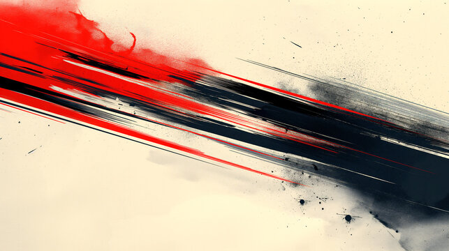 Abstract racing design, red and blue color scheme, speed lines, minimalism, grainy texture.