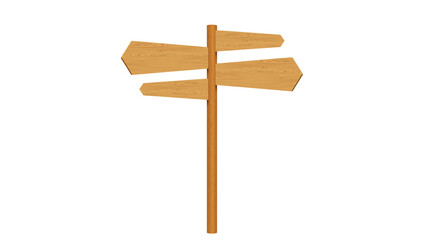 blank wooden road sign on the white background	