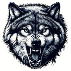 angry timber wolf solid white background illustrations