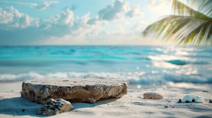 Fototapeta premium Beach Rock Platform Product Display.
