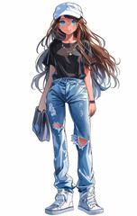 Street Fashion illustration with female model